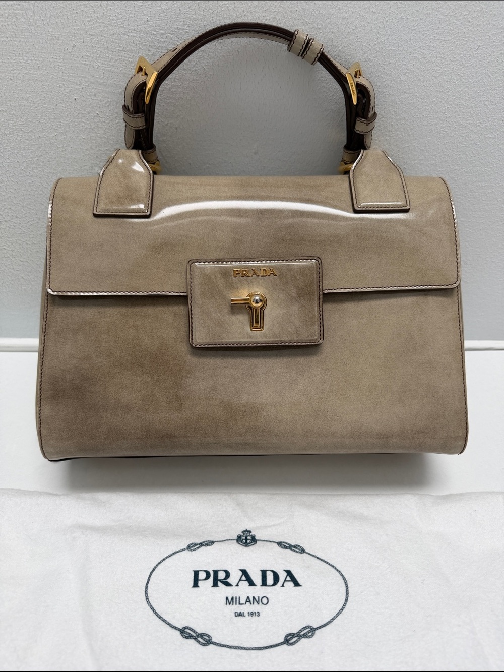Prada Spazzolato Leather Satchel with Gold Hardware